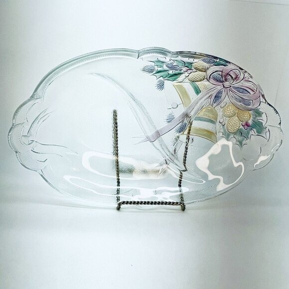 Mikasa Other - Mikasa Oval Glass Divided Serving Platter "Celebrations" Holiday Bells Japan